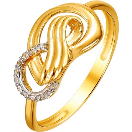 Кольцо с 12 фианитами из жёлтого золота (арт. 870971)