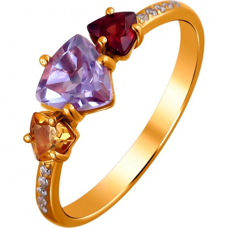 Кольцо с россыпью цветных камней из красного золота (арт. 871560)
