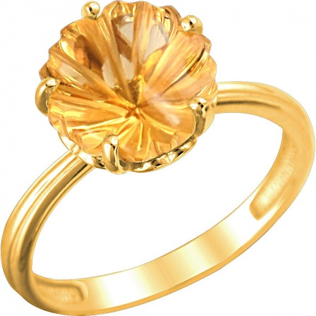 Кольцо с 1 цитрином из жёлтого золота (арт. 871579)