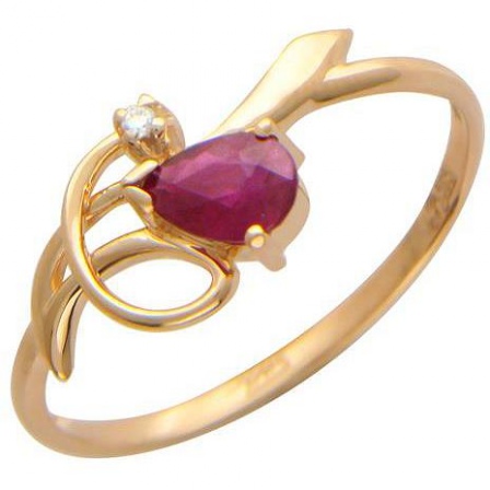 Кольцо с рубином и бриллиантом из красного золота (арт. 872086)