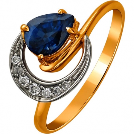 Кольцо с сапфиром и бриллиантами из комбинированного золота (арт. 872311)