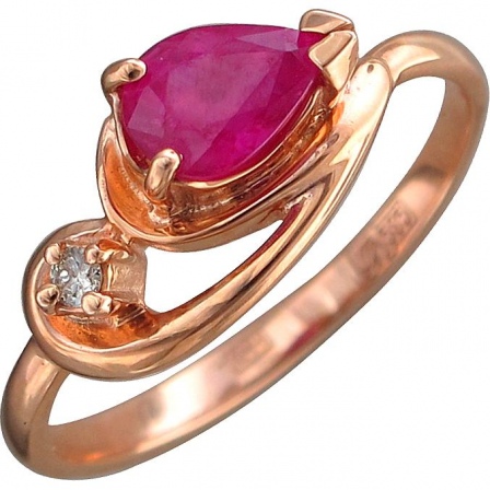Кольцо с рубином и бриллиантом из красного золота (арт. 874315)