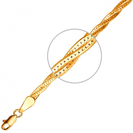 Цепочка плетения "Косичка" из красного золота (арт. 875836)