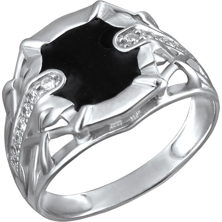 Кольцо с фианитами и эмалью из серебра (арт. 876707)