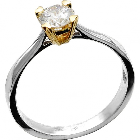 Кольцо с 1 бриллиантом из комбинированного золота 750 пробы (арт. 878721)