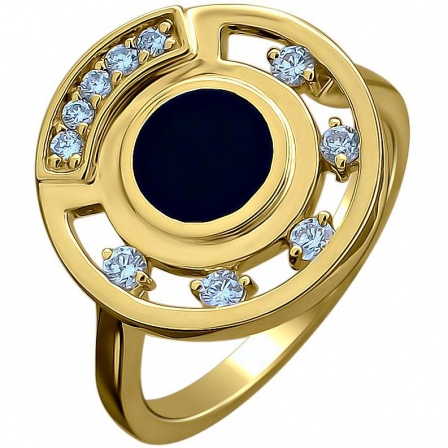 Кольцо с бриллиантами и ониксом из комбинированного золота (арт. 881311)