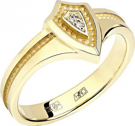 Кольцо с 2 бриллиантами из жёлтого золота (арт. 890478)
