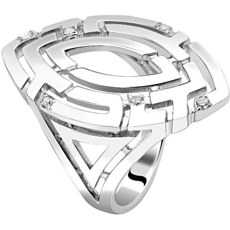 Кольцо с 6 кристаллами swarovski из серебра (арт. 890985)