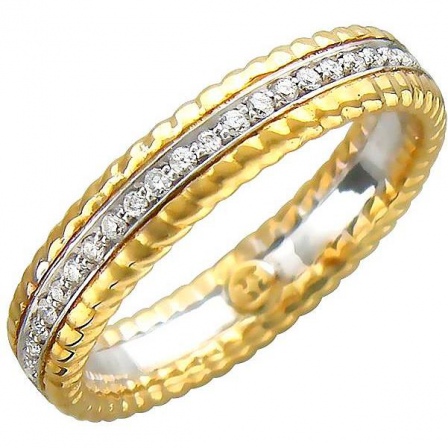 Кольцо с 49 бриллиантами из жёлтого золота 750 пробы (арт. 891004)