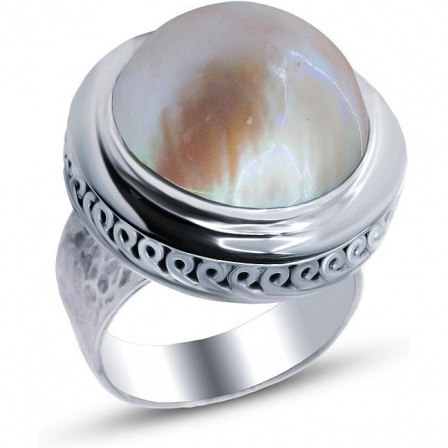 Кольцо с жемчугом из серебра (арт. 909522)