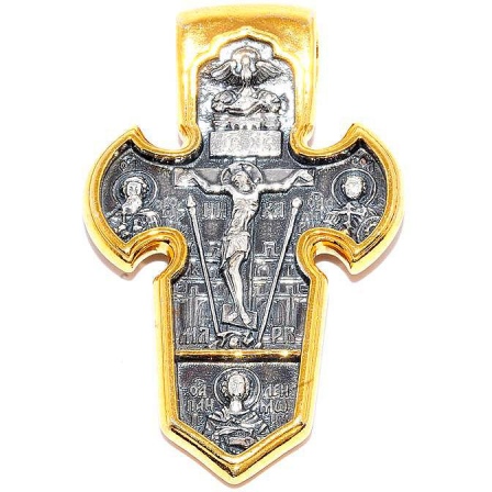 Крестик из серебра с позолотой (арт. 910198)