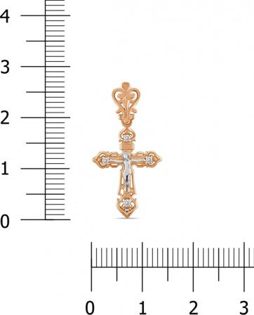 Крестик с 4 бриллиантами из красного золота (арт. 2000337)