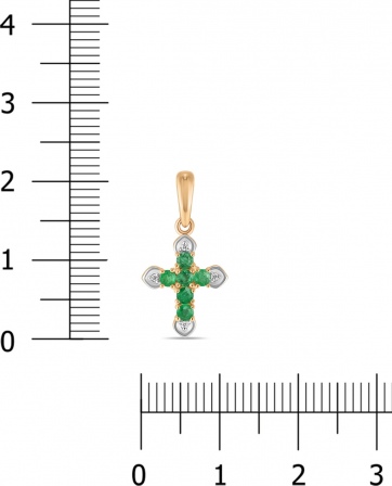 Крестик с изумрудами и бриллиантами из красного золота (арт. 2004428)