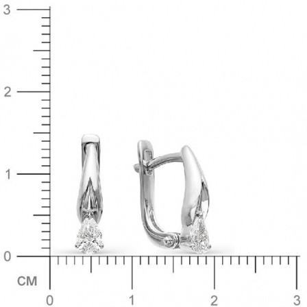 Серьги с 2 фианитами из серебра (арт. 2051371)