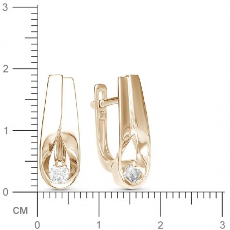 Серьги с 2 фианитами из серебра с позолотой (арт. 2051634)