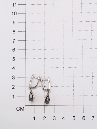 Серьги Капли с 2 бриллиантами из серебра (арт. 2055154)