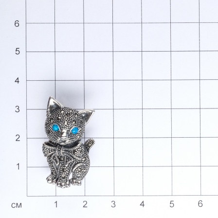 Брошь Кошка с опалами и марказитами из серебра (арт. 2141144)