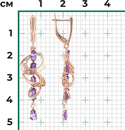 Серьги с аметистами из красного золота (арт. 2210631)