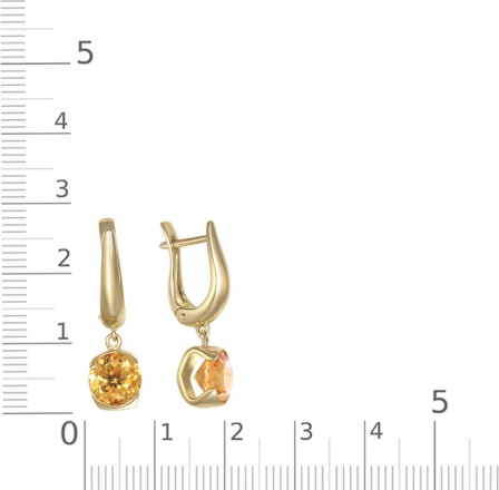 Серьги с 2 цитринами из жёлтого золота (арт. 2384911)