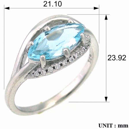 Кольцо с топазами и фианитами из серебра (арт. 2390231)