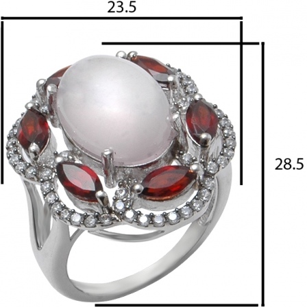 Кольцо с гранатами, фианитами и кварцами из серебра (арт. 2390335)