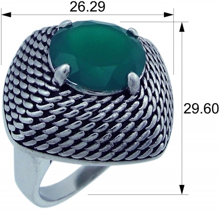Кольцо с хризопразами из серебра (арт. 2390495)