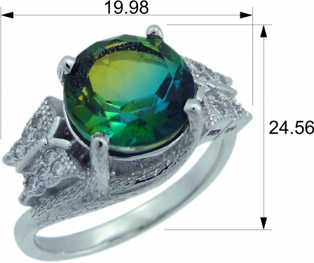 Кольцо с фианитами и кварцами из серебра (арт. 2390731)