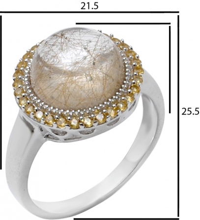 Кольцо с цитринами и кварцами из серебра (арт. 2390938)
