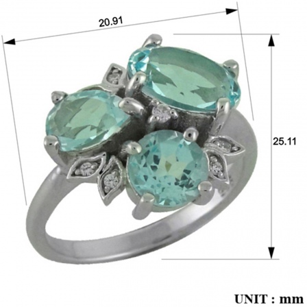 Кольцо с топазами и фианитами из серебра (арт. 2391189)
