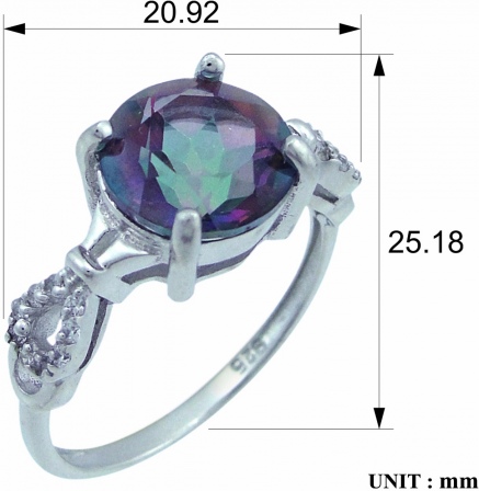Кольцо с фианитами и кварцами из серебра (арт. 2391323)