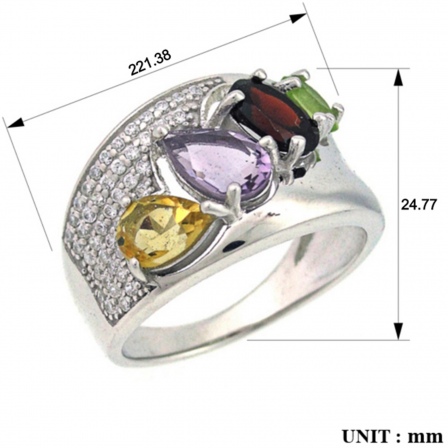 Кольцо с россыпью цветных камней из серебра с позолотой (арт. 2391785)