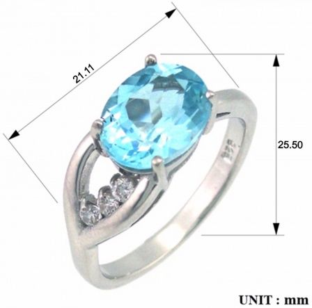 Кольцо с топазами и фианитами из серебра (арт. 2391994)
