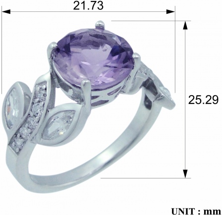 Кольцо с аметистами и фианитами из серебра (арт. 2392623)