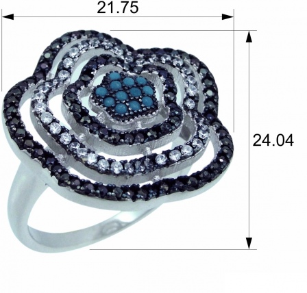 Кольцо с фианитами и бирюзой из серебра (арт. 2392855)