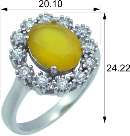 Кольцо с агатами и фианитами из серебра (арт. 2392920)