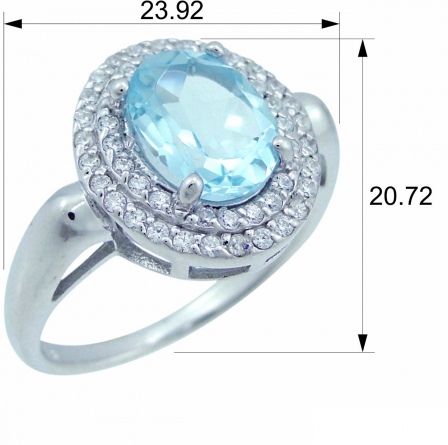 Кольцо с топазами и фианитами из серебра (арт. 2393059)