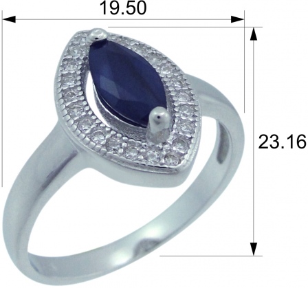Кольцо с сапфирами и фианитами из серебра (арт. 2393499)