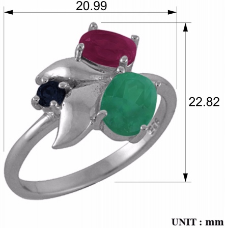 Кольцо с рубинами, сапфирами и изумрудами из серебра (арт. 2393517)