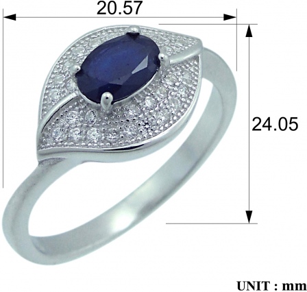 Кольцо с сапфирами и фианитами из серебра (арт. 2393529)