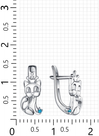 Серьги Котята с 2 фианитами из серебра (арт. 2410113)