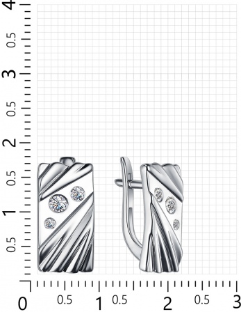 Серьги с 6 фианитами из серебра (арт. 2410151)