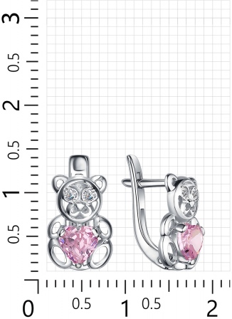 Серьги Мишки с 6 фианитами из серебра (арт. 2410176)