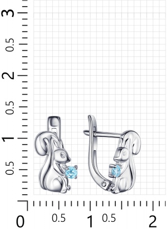 Серьги Белочки с 2 фианитами из серебра (арт. 2410195)