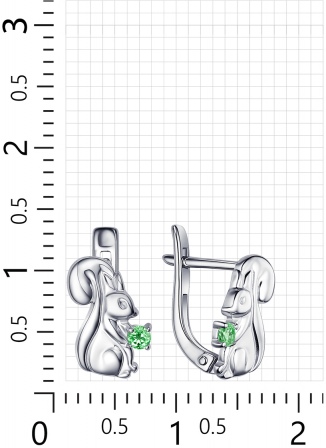 Серьги Белочки с 2 фианитами из серебра (арт. 2410197)