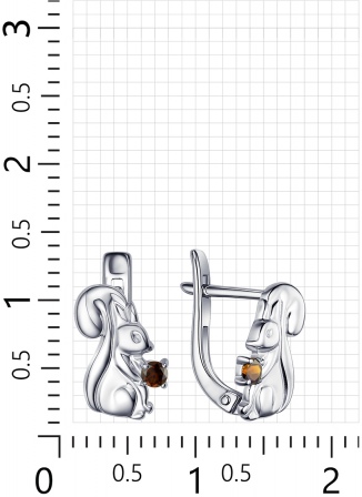 Серьги Белочки с 2 фианитами из серебра (арт. 2410198)
