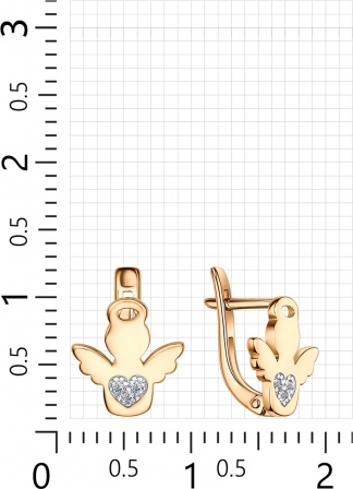 Серьги Ангелочки с 6 фианитами из серебра с позолотой (арт. 2410493)