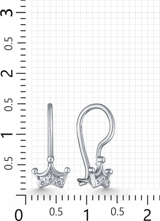 Серьги Короны с 6 фианитами из серебра (арт. 2410716)