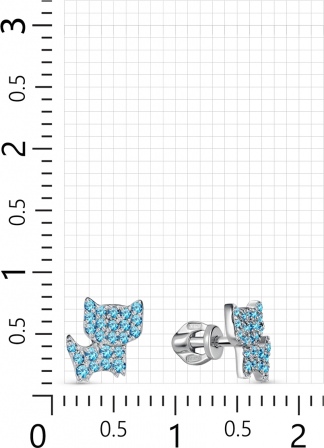 Серьги Котята с 48 фианитами из серебра (арт. 2410901)