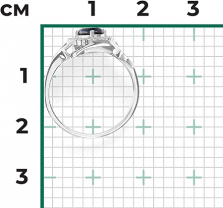 Кольцо с сапфиром и бриллиантами из белого золота (арт. 2441327)