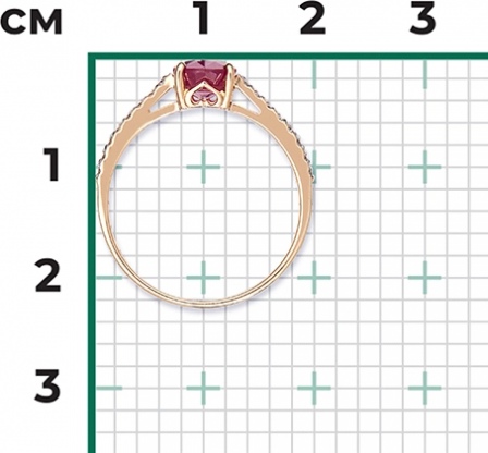 Кольцо с рубином и бриллиантами из красного золота (арт. 2442083)